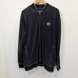 VTG Phat Farm Tracksuit Jacket Mens 1XL Gray Velour Crest Y2K 90s Rap Streetwear